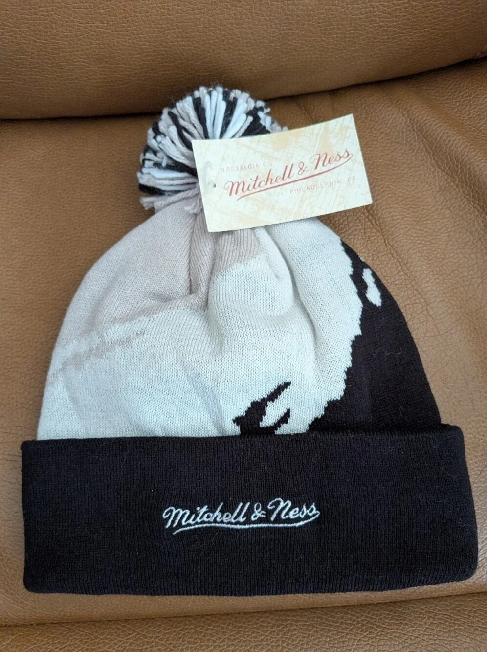 NHL LA Kings Black & White Pom Beanie